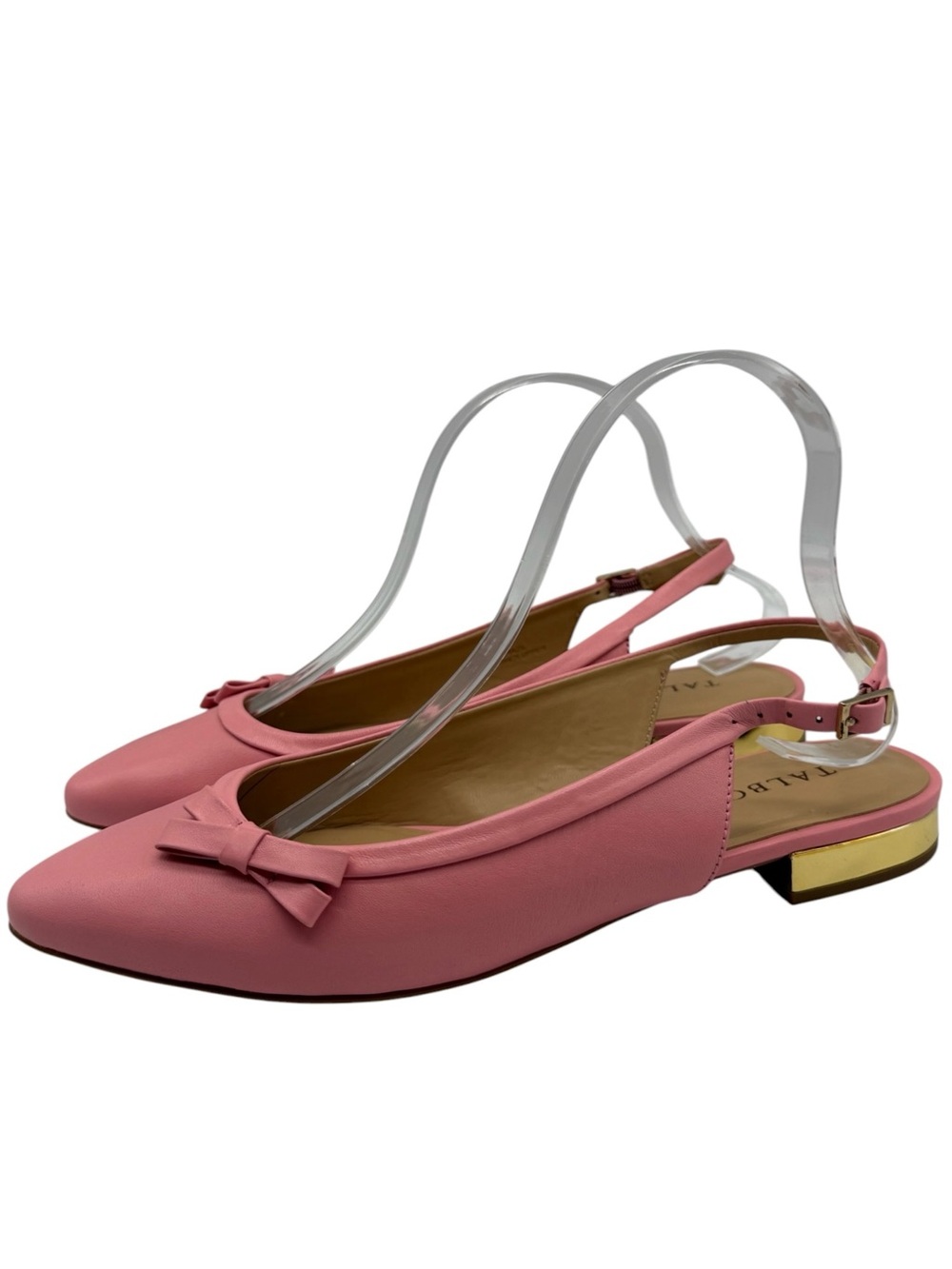 Talbots Leather Flats Sz 8.5 Pink Leather Slingback Bow Feminine Colorful Flat